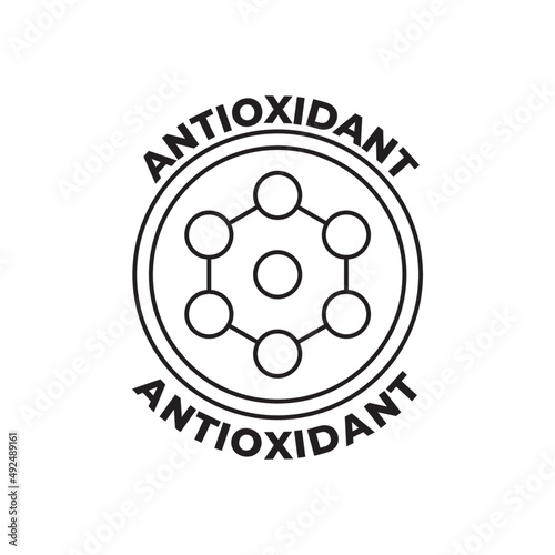Antioxidant label icon in black line style icon, style isolated on white background
