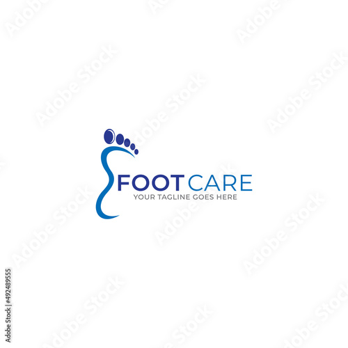 Foot care logo, Vector of footprints with symbol of health and clinic. health and care logo template