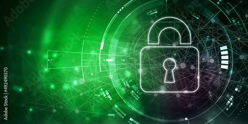 2d illustration Safety concept: Closed Padlock on digital background