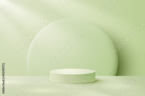 Minimal green podium display background for your product presentation or product display pedestal