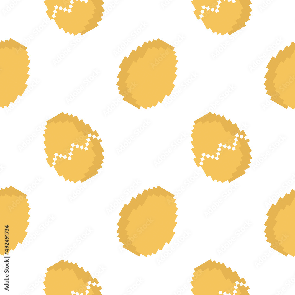 Fototapeta premium seamless pattern of eggs and cracked eggs in pixel style on white background