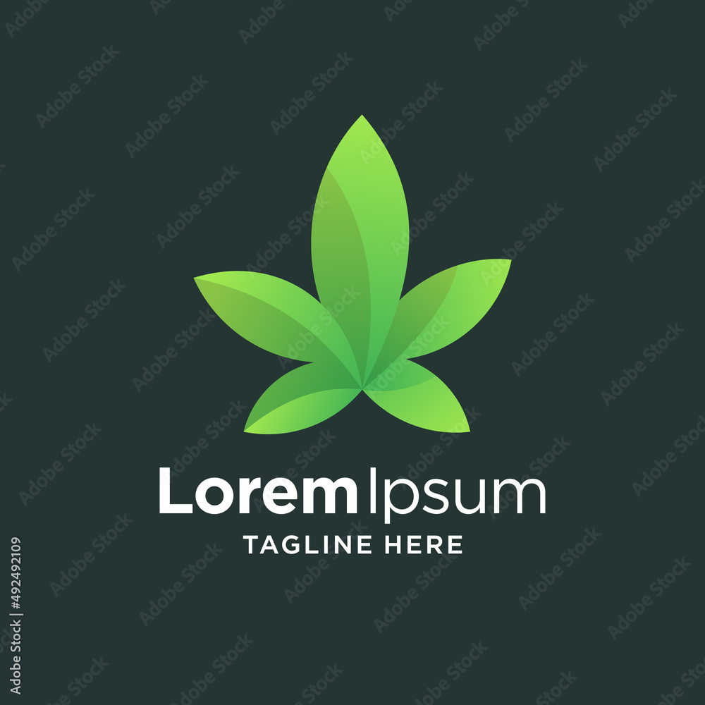 Gradient Cannabis Leaf Logo Template