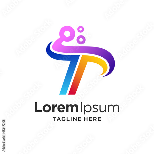 Letter T Technology logo template