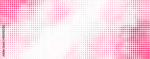 pink and white dots with halftone dots