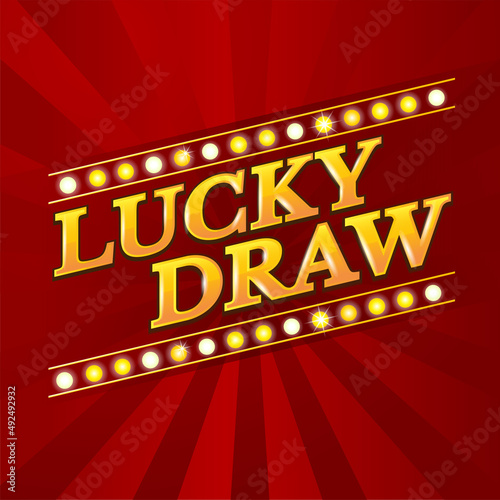 Editable text effect Lucky Draw 3d style effect. elegant text effect with red and gold color for luxury theme. Premium Vector
