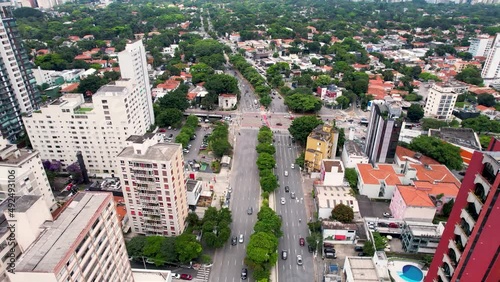 Reboucas Avenue At Sao Paulo Brazil. Cityscape Of Downtown District Travel Destination. Metropolitan Architecture. Postcard Aerial View Sights. Downtown Outdoors Town Square. Sao Paulo Brazil. photo