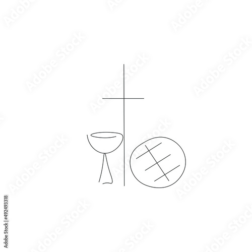 Symbol of holy communion bread and wine vector illustration © Keya