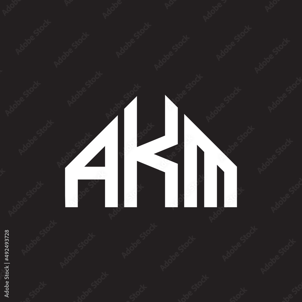 AKM letter logo design. AKM monogram initials letter logo concept. AKM letter design in black background.