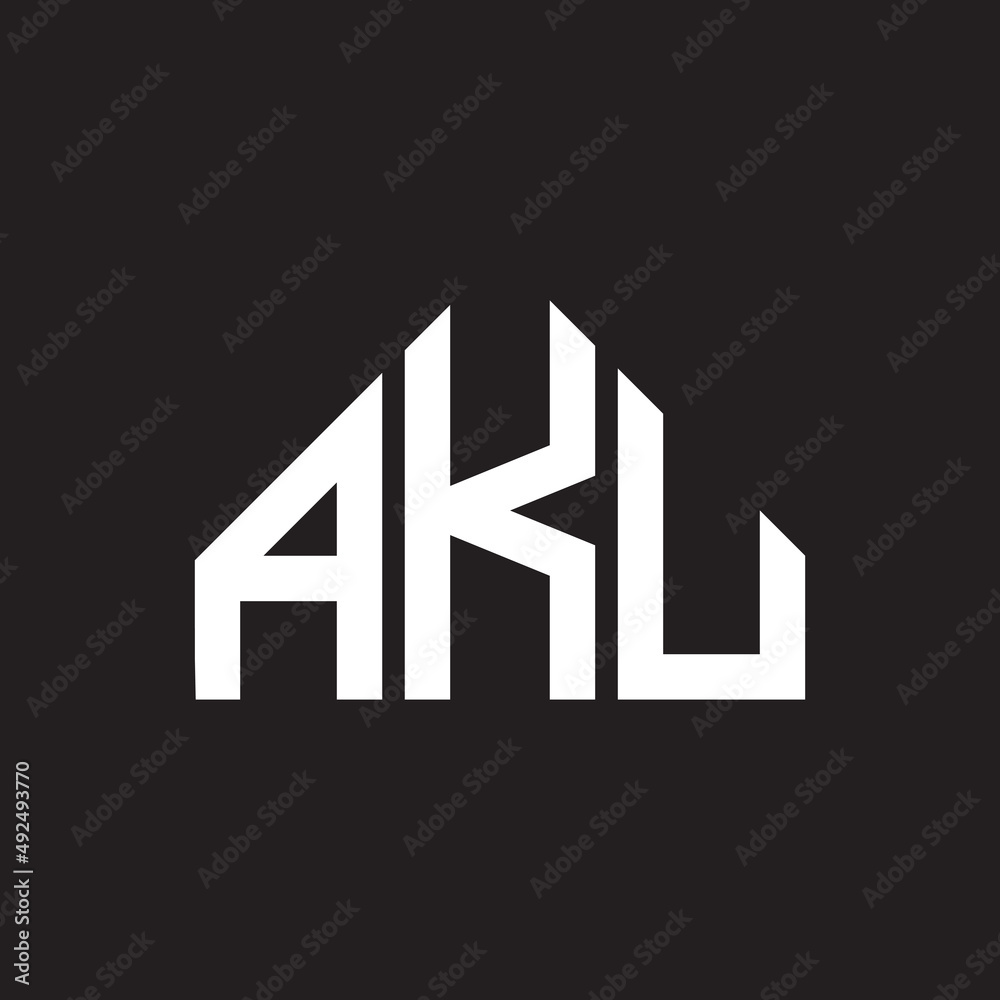 AKU letter logo design. AKU monogram initials letter logo concept. AKU letter design in black background.