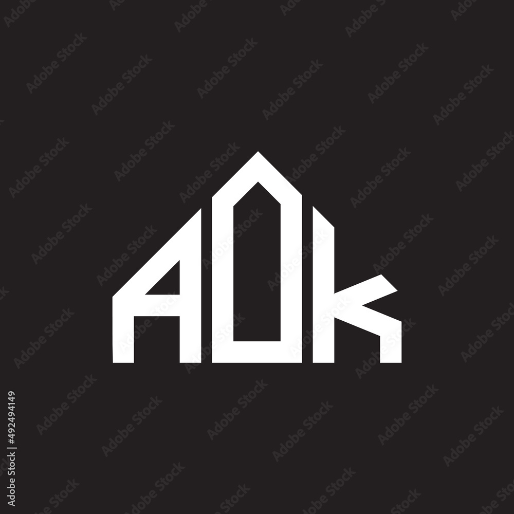 AOK letter logo design. AOK monogram initials letter logo concept. AOK letter design in black background.