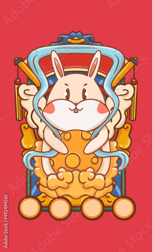 hand drawn cartoon jade rabbit illustration design
