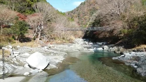 river in the mountains Drone shootinng in yamakita town photo