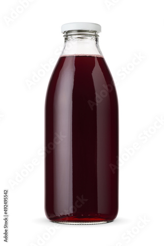 Canvas Print Glass of fresh red cherry juice isolated on white.