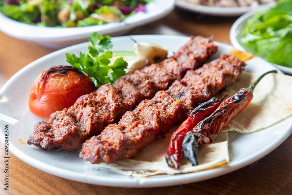 Traditional delicious Turkish foods; Adana kebab Traditional delicious Turkish foods; Adana kebab
