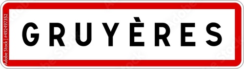 Panneau entrée ville agglomération Gruyères / Town entrance sign Gruyères