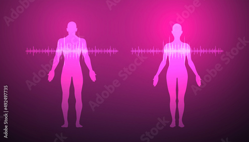 ecg, sistema immunitario, corpo umano, silhouette,