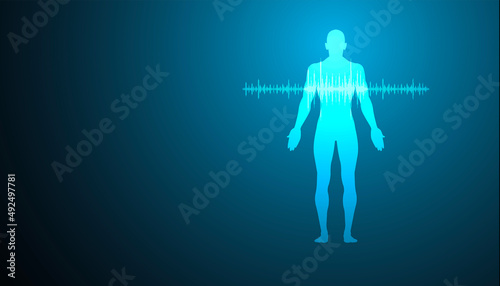 ecg, sistema immunitario, corpo umano, silhouette,