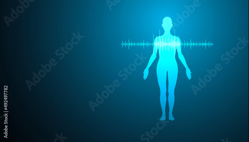 ecg, sistema immunitario, corpo umano, silhouette,