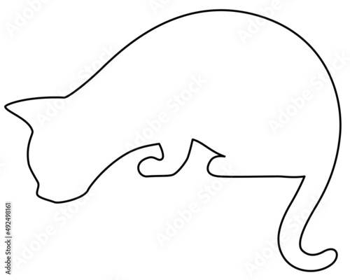 ネコのシルエット線画イラスト1