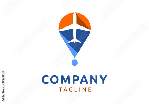 Free Download logo dan pin peta pesawat, cocok untuk bisnis transportasi, layanan perjalanan - GFXLoad