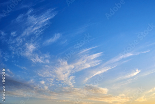 White cumulus clouds in blue sky, beautiful cloudscape background