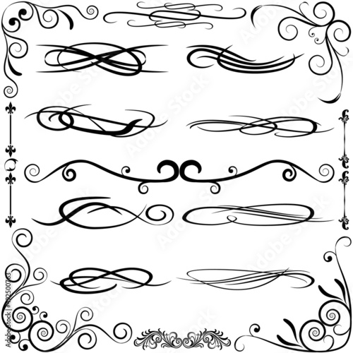 Vintage set calligraphic elements, vector illustration EPS8.