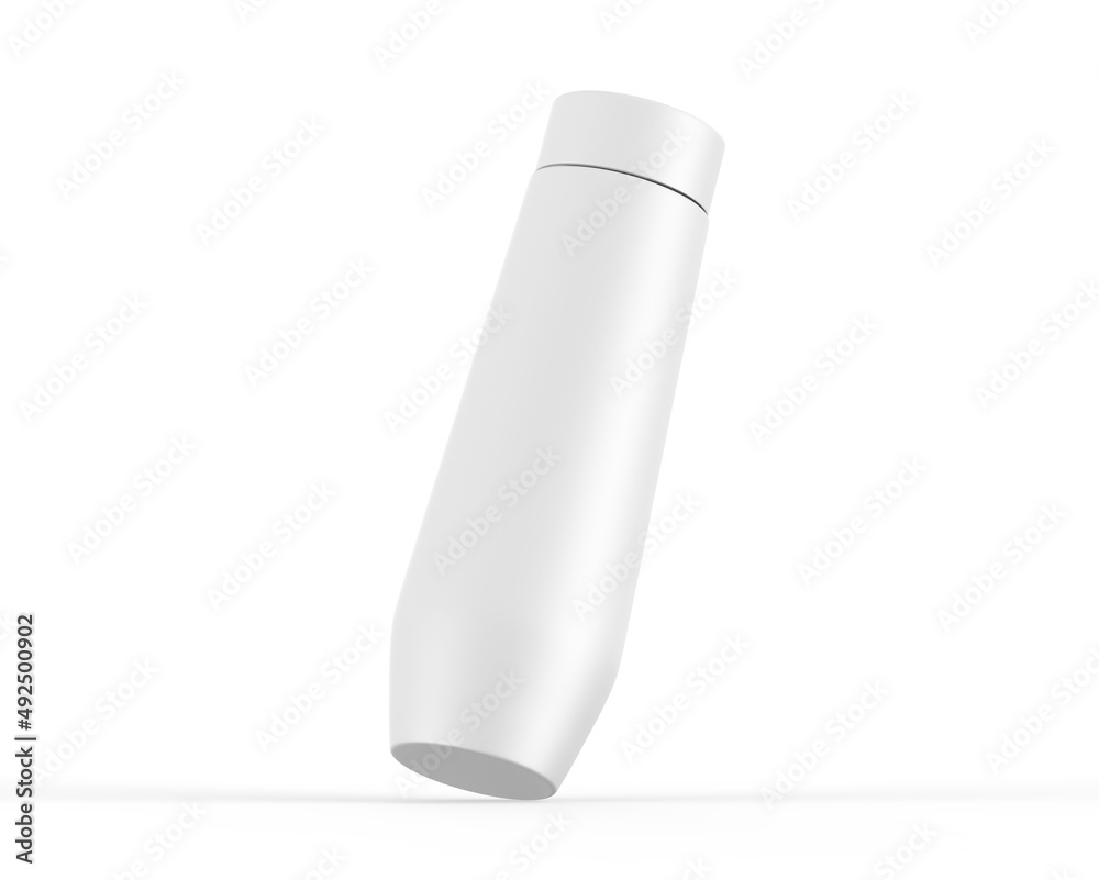 Plastic bottle set with cap for liquid soap, gel, lotion, cream, shampoo, bath foam and other cosmetics, 3d render illustration.