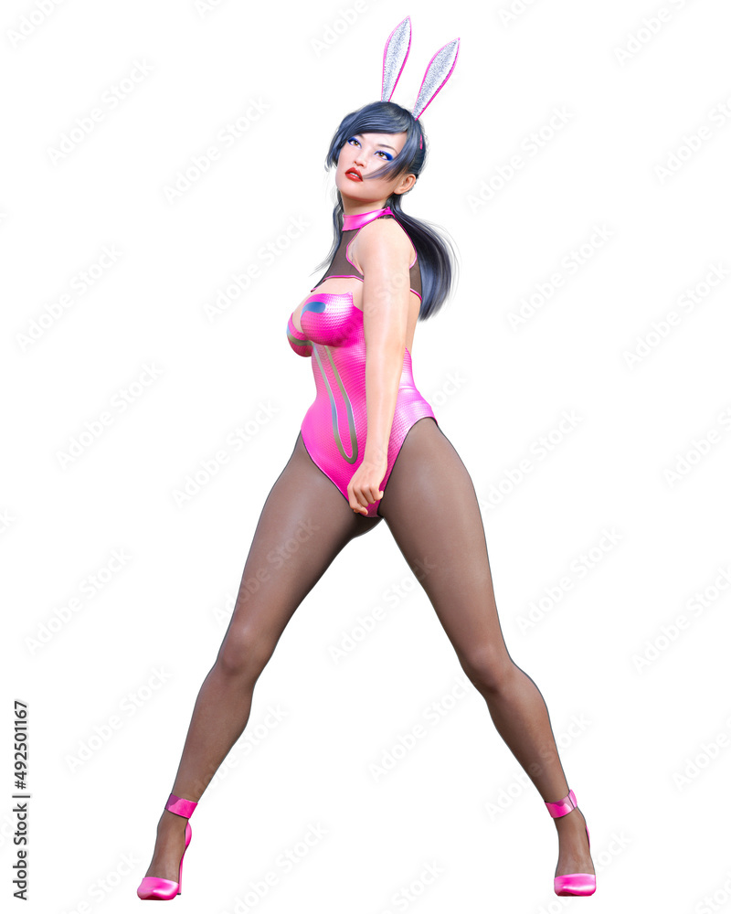 Bunny Girl.Sexy woman long legs. Swimsuit corset and shoes. Bunny Girl.Sexy woman long legs. Swimsuit corset and shoes.