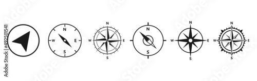 Compass icons set. Vector illustration.