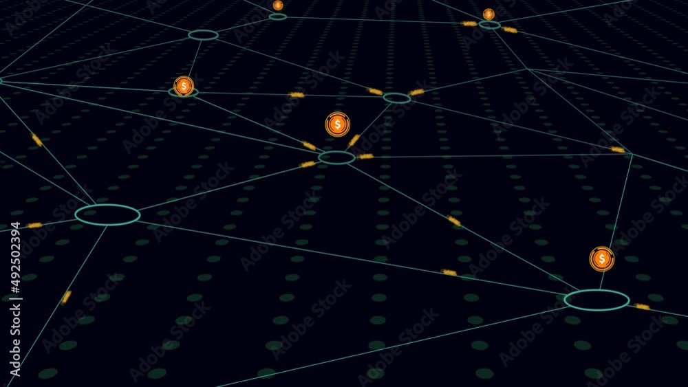 Animated 4k USD Coin Cryptocurrency Mining Process Shown on a Dark Background