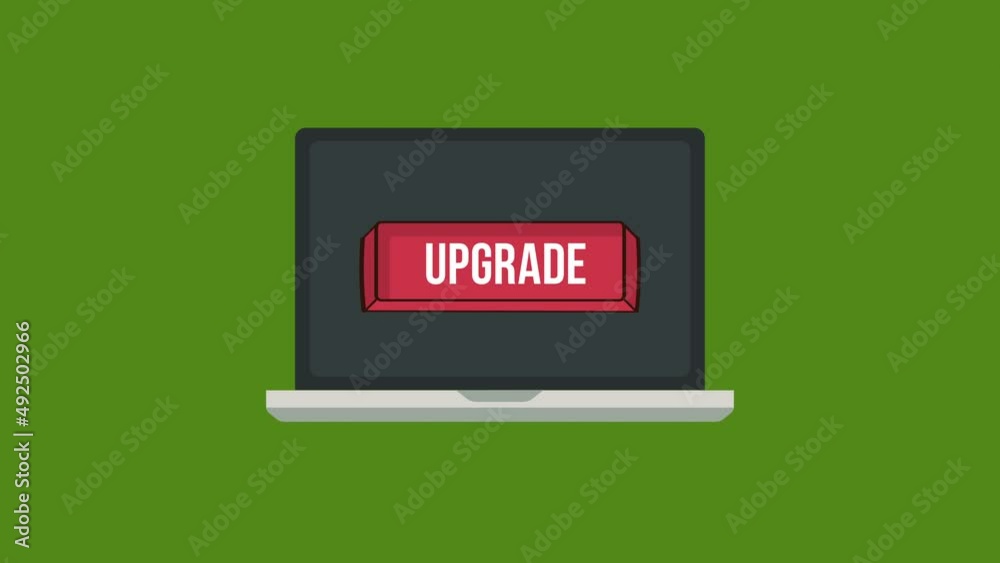 upgrade with cursor button animation.button on laptop screen.4K motion animation
