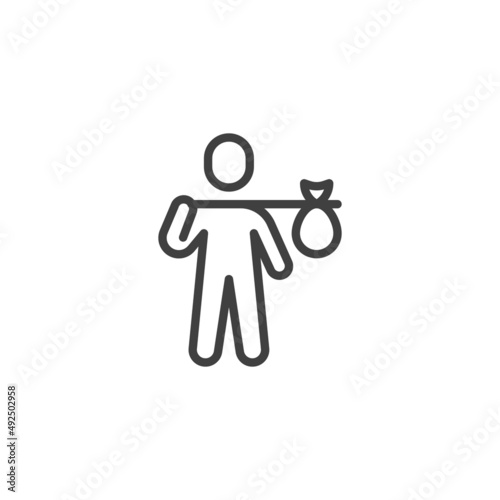 Refugee man line icon