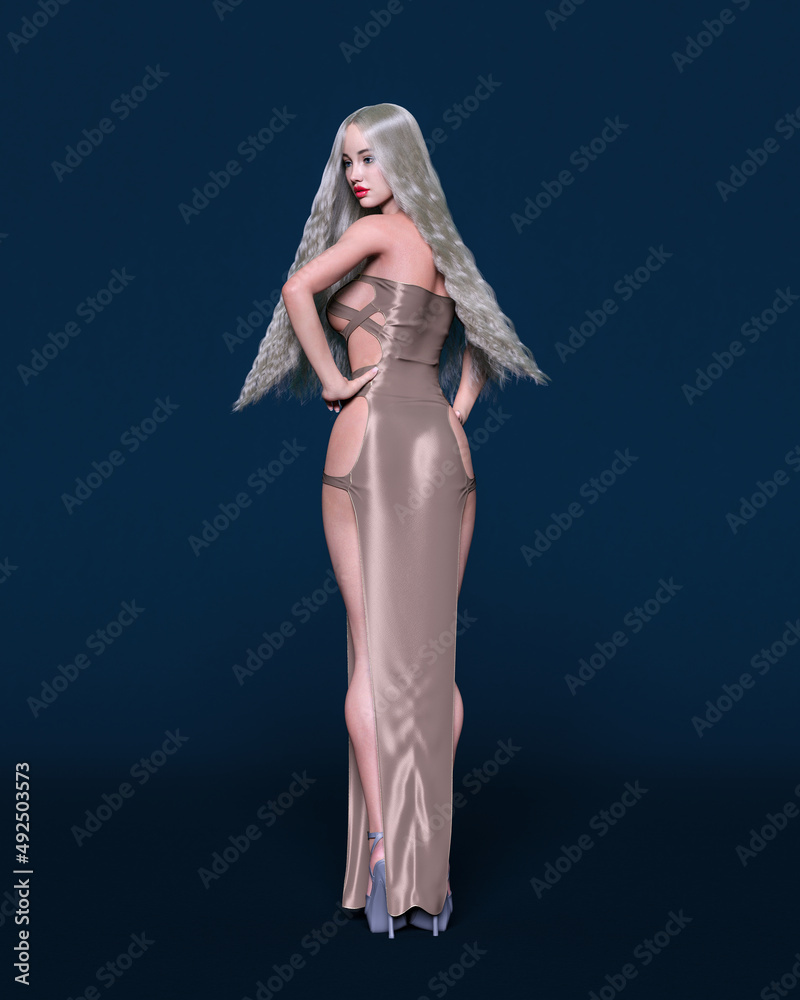 Beautiful woman in long evening dress. Beautiful woman in long evening dress.