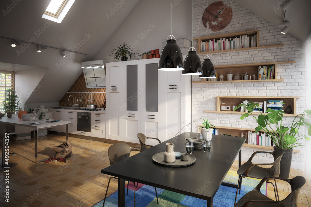 Attic Loft Conversion in Design - 3d visualization Attic Loft Conversion in Design - 3d visualization