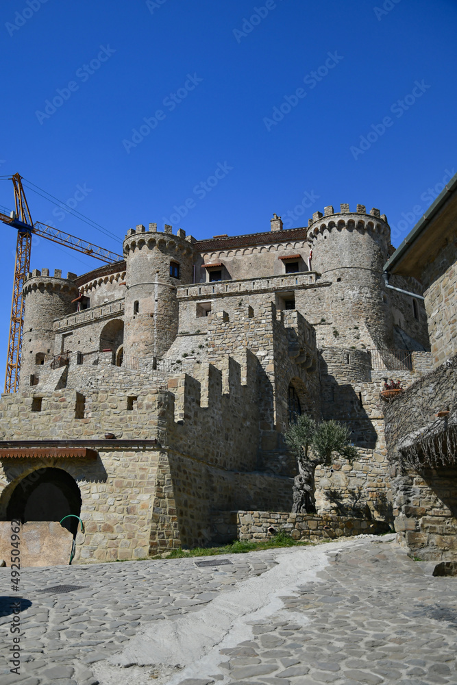 View of the castle of Rocca Cilento, a medieval village in the province of Salerno.