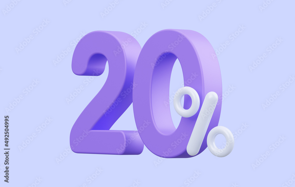 Twenty percent discount. 3d render Twenty percent discount. 3d render