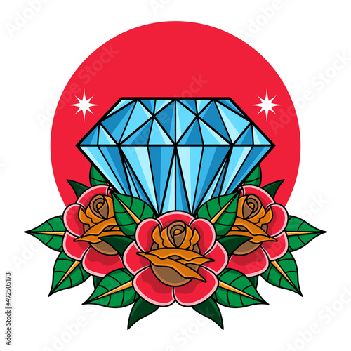 vintage traditional diamond tattoo