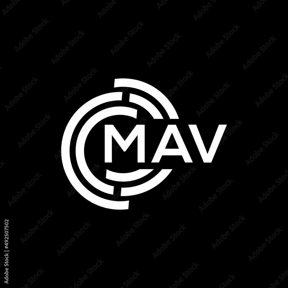 MAV letter logo design. MAV monogram initials letter logo concept. MAV letter design in black background. MAV letter logo design. MAV monogram initials letter logo concept. MAV letter design in black background.