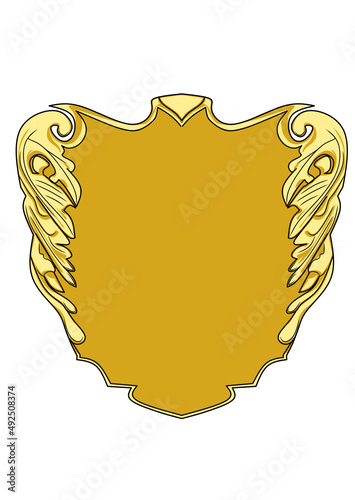 golden shield with ribbon