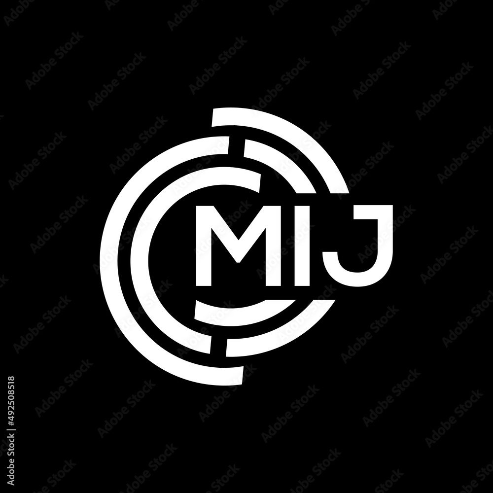 MIJ letter logo design. MIJ monogram initials letter logo concept. MIJ letter design in black background.