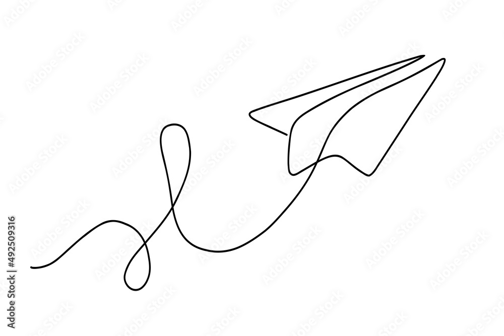Airplane drawn with one line. Isolated on white background. Vector illustration. Drawing a continuous line. Airplane drawn with one line. Isolated on white background. Vector illustration. Drawing a continuous line.