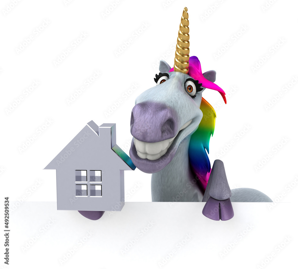 Obraz premium Fun unicorn - 3D Illustration