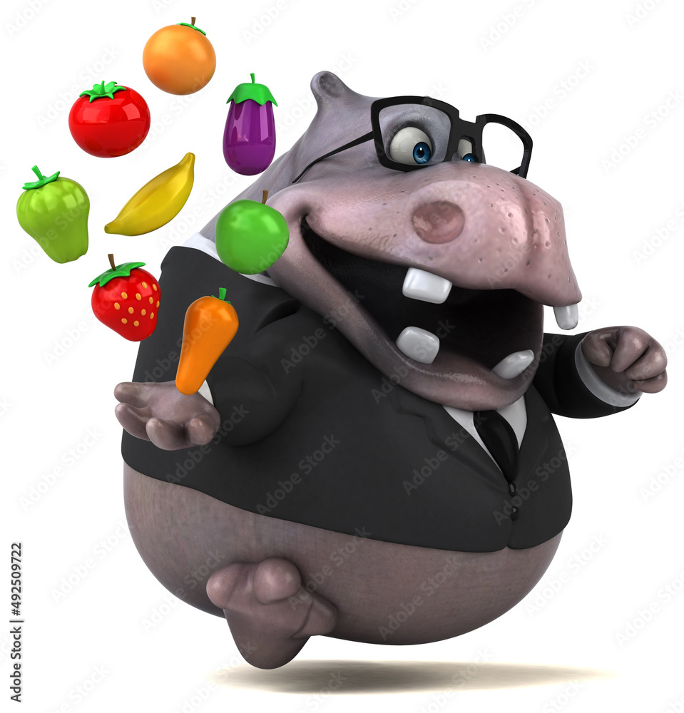 Premium Photo  Fun hippo - 3d illustration