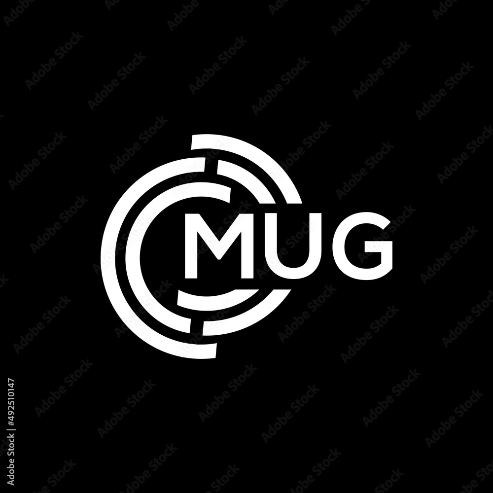 MUG letter logo design. MUG monogram initials letter logo concept. MUG letter design in black background. MUG letter logo design. MUG monogram initials letter logo concept. MUG letter design in black background.