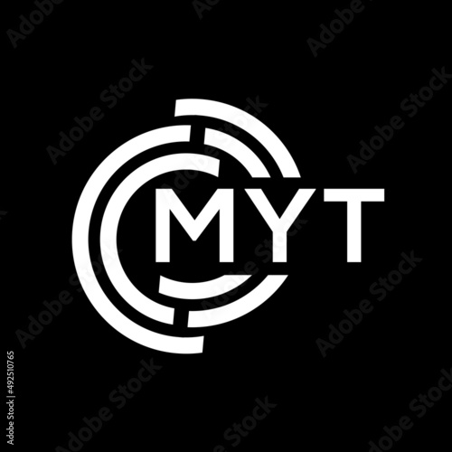 MYT letter logo design. MYT monogram initials letter logo concept. MYT letter design in black background. photo