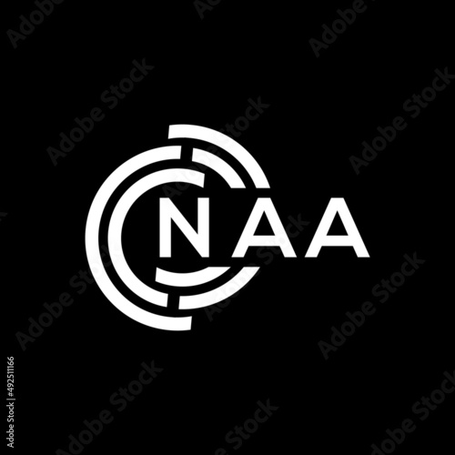 NAA letter logo design. NAA monogram initials letter logo concept. NAA letter design in black background.