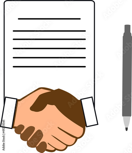 contract icon with handshake  Agreement and signature  vector illustration