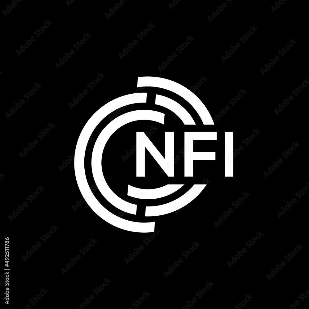 NFI letter logo design. NFI monogram initials letter logo concept. NFI letter design in black background. NFI letter logo design. NFI monogram initials letter logo concept. NFI letter design in black background.