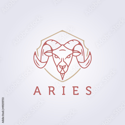 simple modern magic witchcraft astrology aries zodiac sign symbol icon logo vector illustration design