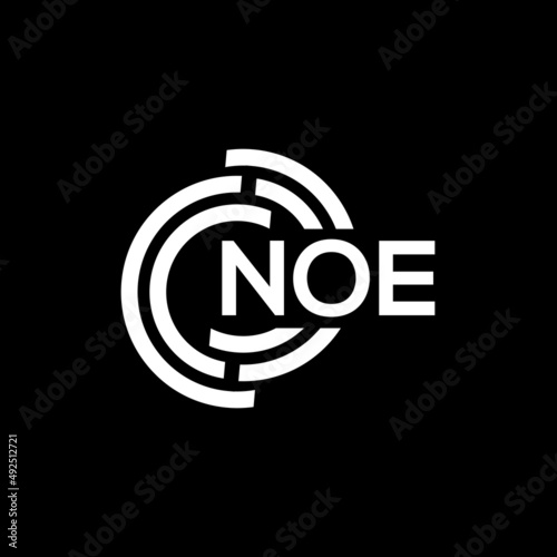 NOE letter logo design. NOE monogram initials letter logo concept. NOE letter design in black background.
